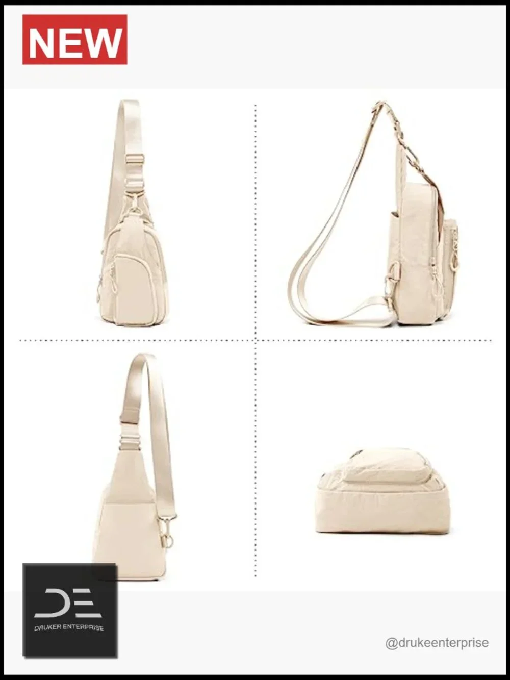 Sling Bag with Adjustable Straps Crossbody Chest Backpack Nylon Lightweight